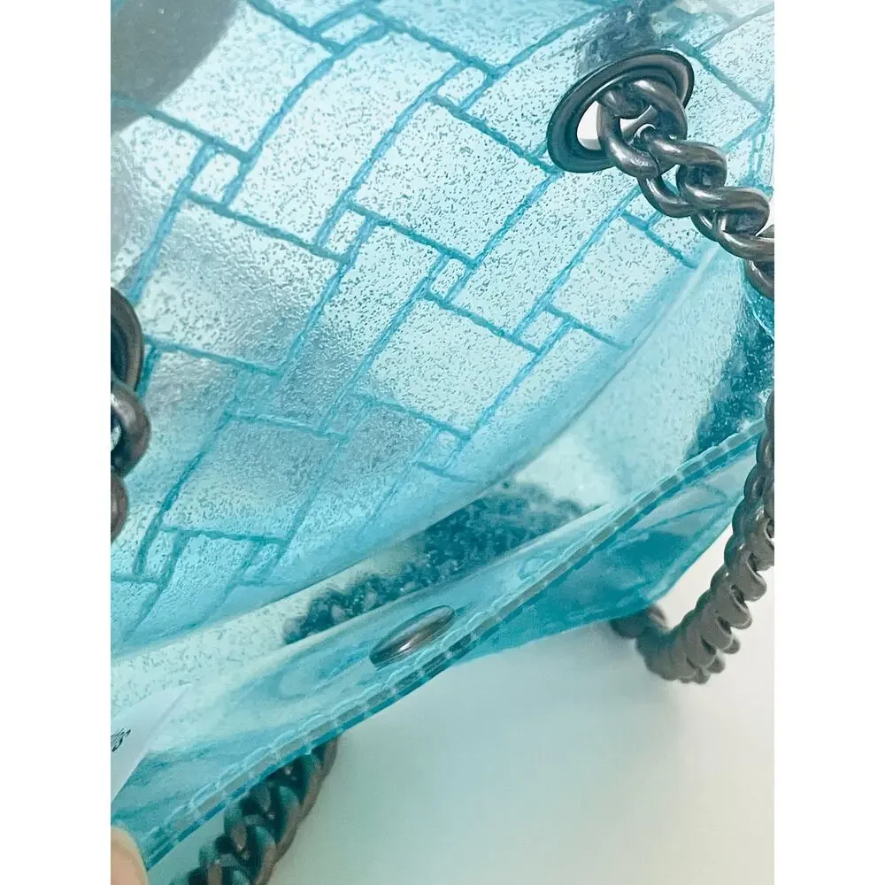 Kurt Geiger Micro Kensington Glitter Vinyl Turquoise Blue Crossbody Bag - Picture 12 of 12